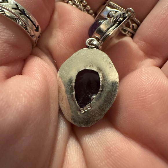 Sterling Silver Amethyst Vintage Handmade Double Drop Earrings - Picture 3 of 6